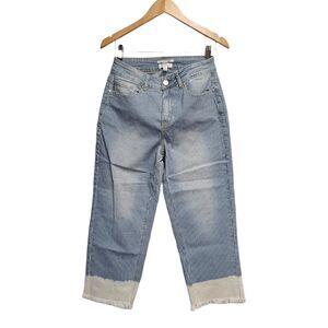 WESTBOUND The HIGH RISE Fit‎ Jeans Stiped Bleached Raw Hem 6